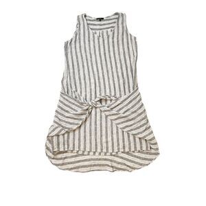 Drew Tank Dress Linen Blend Sleeveless Tie Front‎ Stripe Lightweight Size M